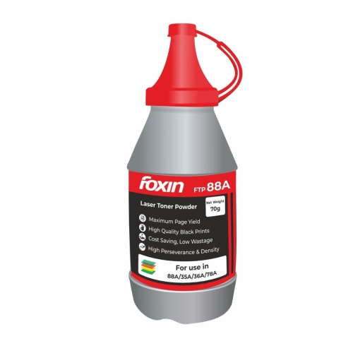 foxin ftp 88a laser toner premium powder in bottle dark black 80 grms 20230916 121754